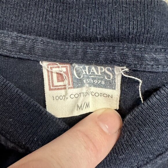 Vintage Chaps T-shirt Stripes Size M Blue Made In Canada - Picture 4 of 6